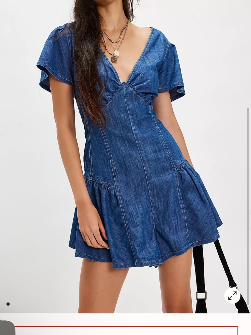NWT Free People Washed Blue Denim Romper- Small